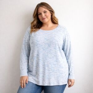 Talbots Cotton Viscose Blend Marled Sweater | Relaxed Fit Pullover | Long Sleeve